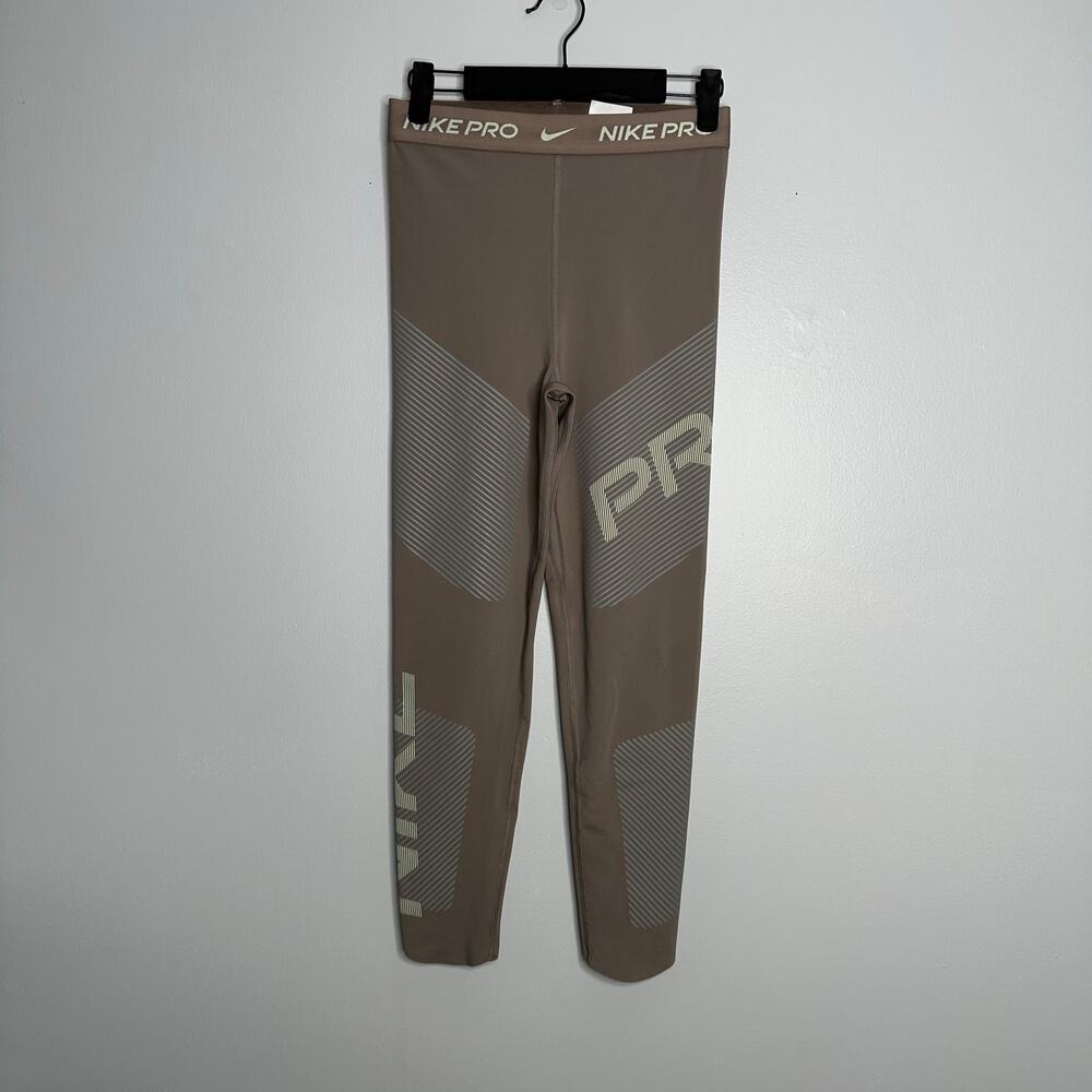 Nike‎ Pro Dri-FIT Leggings Womens S Brown EUC Graphic Training Tights DD6332-087
